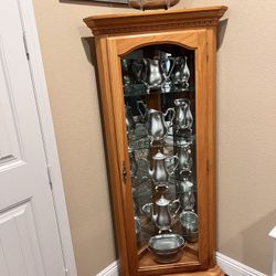 Solid Oak one door curio 