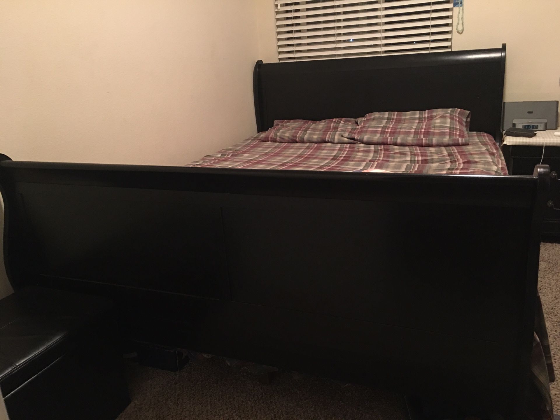 Queen size bed with mattress and box spring