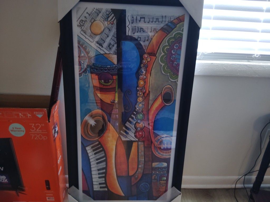 "Modern Jazz Musician Painting – Saxophone & Piano