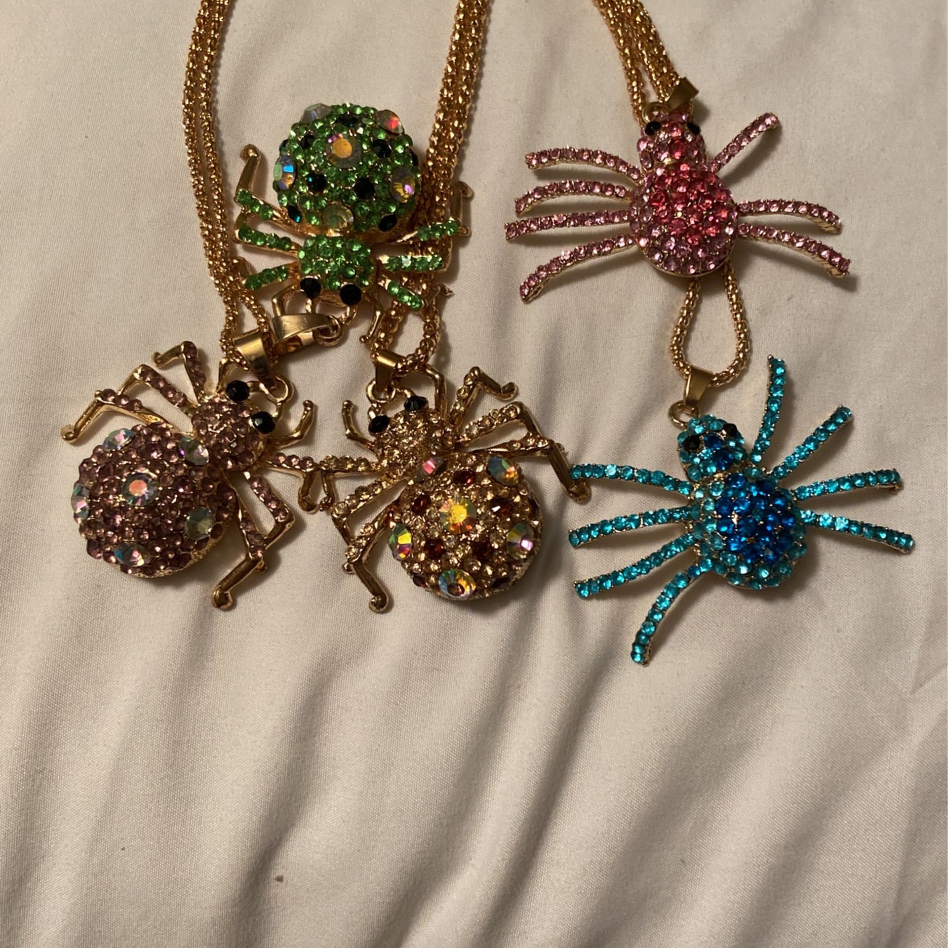 Betsey Johnson Crystal spider necklaces/ 1-broach/ALL FOR $30