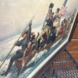 Antique Print.  Washington’s Crossing.  