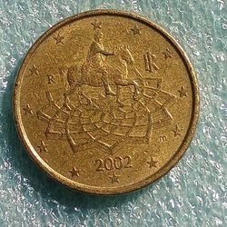 Italy EU Europe coin 50 euro cent  2002 Donate