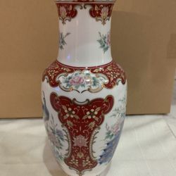 Vintage Peacock Vase Porcelain Toyo Japan 10.5" Tall