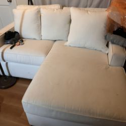 Sectional White Leather Couch Sofa (3 Piece Set)