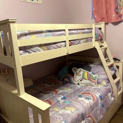 White bunk Bed W/ Full Mattress