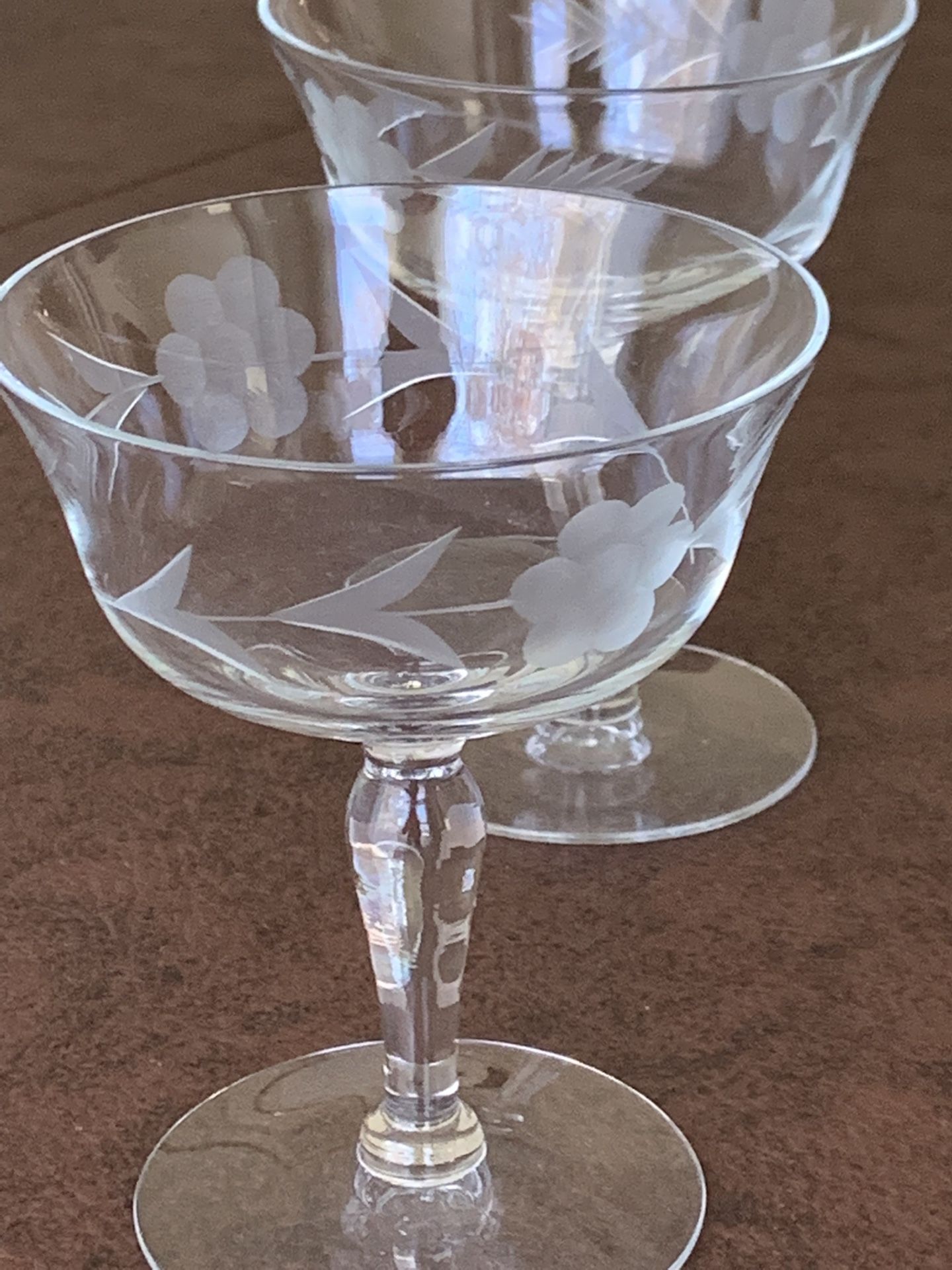 Vintage Libbey Etched Stemmed Claret Wine Glasses (Set of 5)