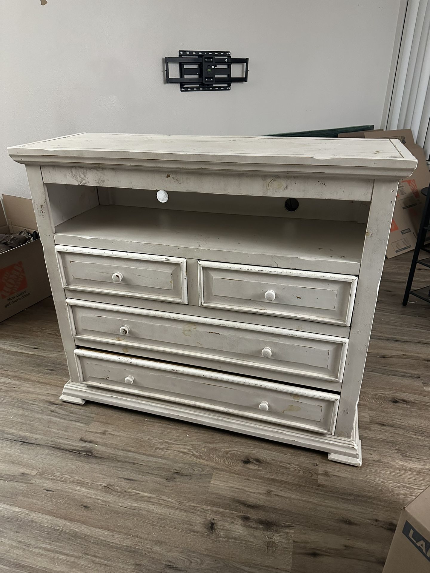 Ashley Furniture Distressed Cream Dresser / TV Stand Combo - $200 OBO