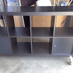 Walnut 8 Cubby Credenza With Castors
