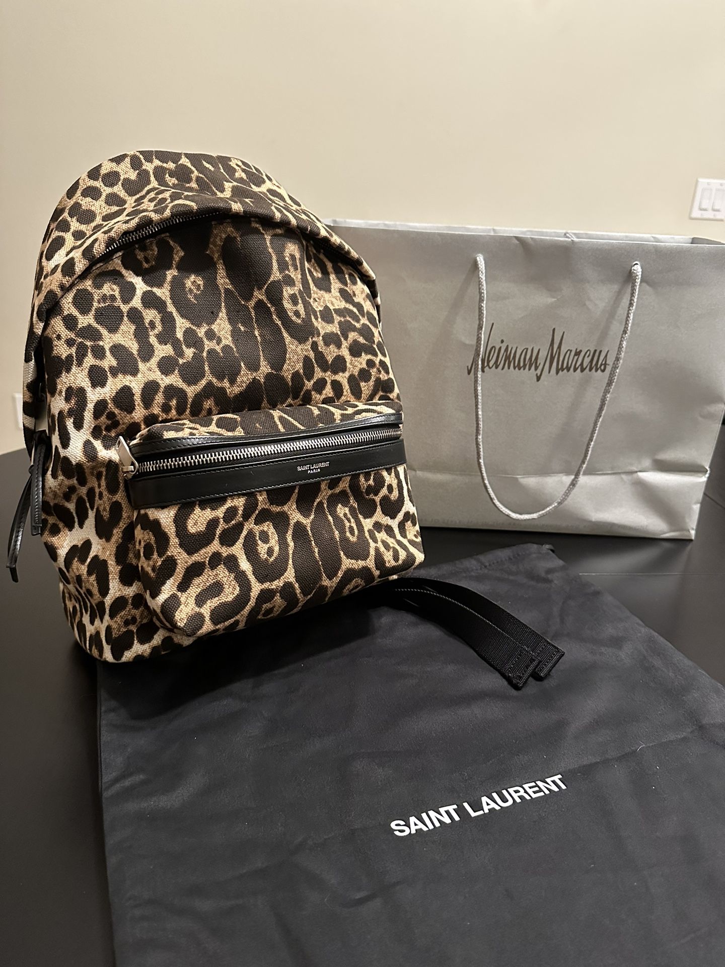 Saint Laurent Leopard Print Backpack