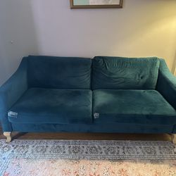 Teal Green Velvet Couch
