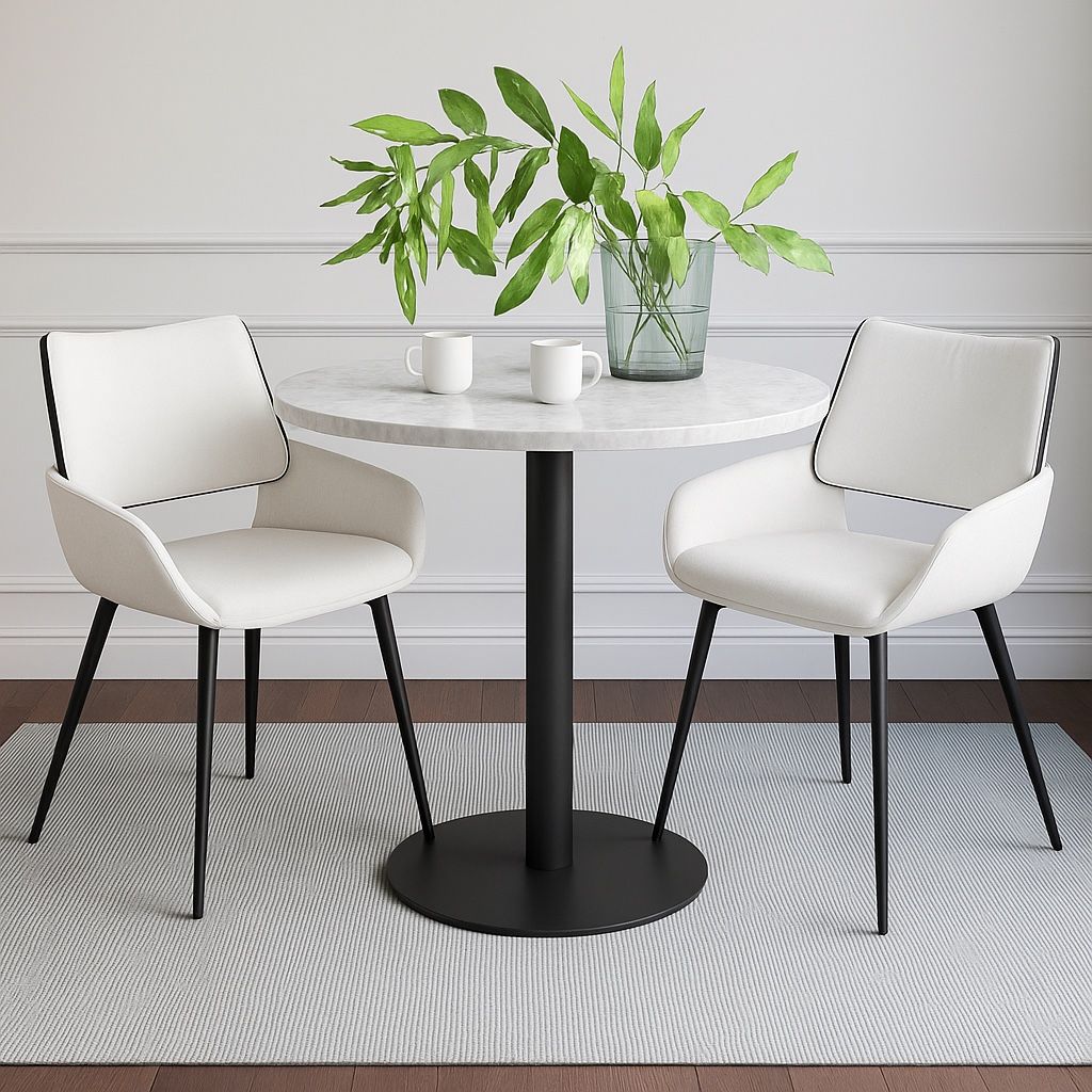 24” Faux Marble Dining Table With Chairs