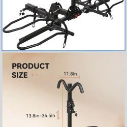 Bike Rack Hitch with Lock, 2 Bike Rack for Car SUV RV Camper Truck Trailer