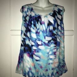 Worthington women large petite LP blouse top shirt lined sleeveless like new A015