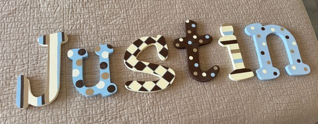 Custom wooden letters painted Justin