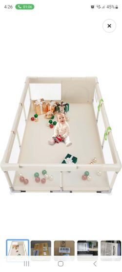 Fodoss Baby Playpen, Playpen for Babies and Toddlers,47x71in, Beige
Baby Play Yard for Indoor & Outdoor, Soft Breathable Mesh, BPA-Free Oxford Fabric,