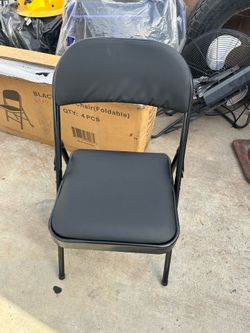 Chairs black vinyl and metal  Foldable chairs  Pick up Sun valley ca 91352 Cash only