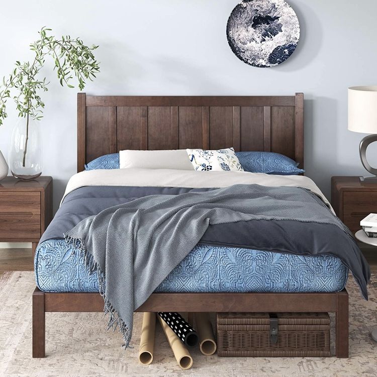 Zinus Adrian Wood Rustic Style Platform Bed With Headboard