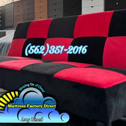 Futon Black / Red Sofa Cama Couch 