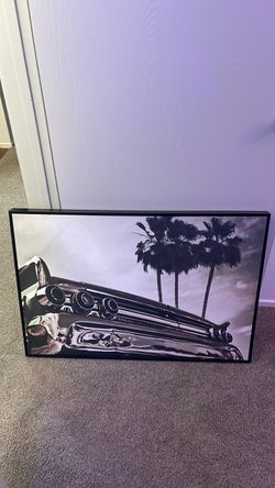 Classic Car Palm Tree Framed Canvas Wall Art