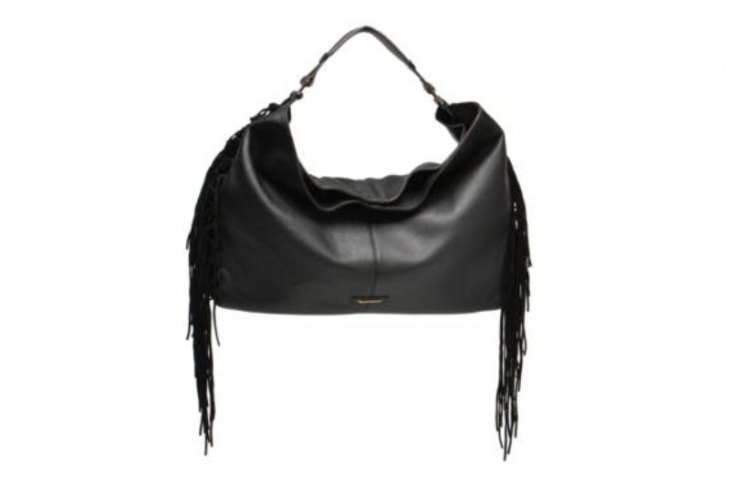 REBECCA MINKOFF HEAVY LACED OVERSIZED BLACK LEATHER HOBO BAG