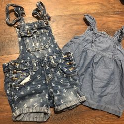 4T Clothing Bundle ; Includes Overalls , Shirt , Dress , Pj 