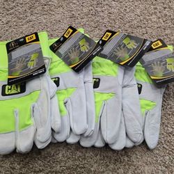 BRAND NEW! CAT Men's High Visibility Leather Palm Gloves