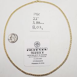 14k gold 22" mariner link chain