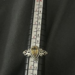 New Sterling Silver 925 And Citrine Size 5 Ring 