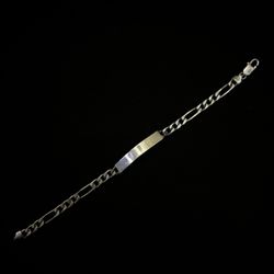 925 Silver Figaro Bar Bracelet 6mm 9in