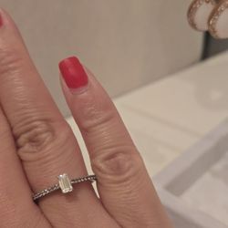 Berricle Emerald Cut Silver CZ Ring