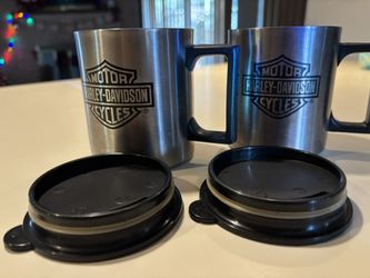 Two Stainless Harley Davidson Mugs