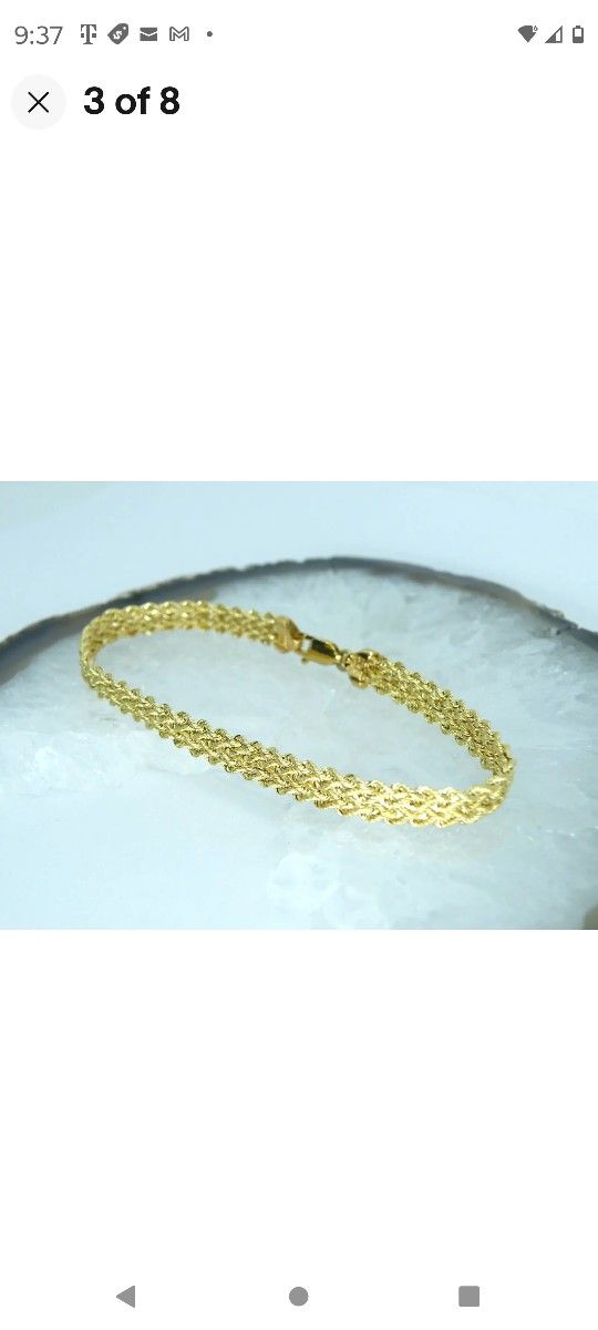 14KT Yellow Gold 7" Multi Strand Peru Layered Bracelet
