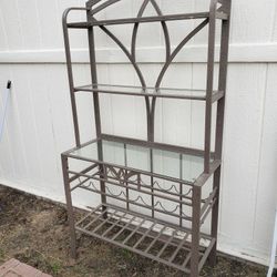 Iron Baker's Rack With Built-in Wine Rack