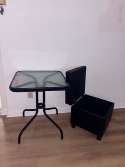 Glass Top Table & Ottoman