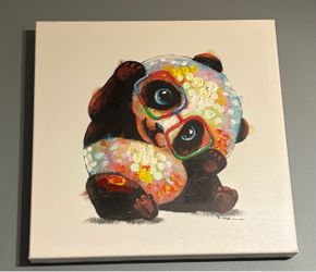 "Smarty Panda" Wood Gallery Wrapped Wall Art in Multi-Color - See My Other Items ๐
