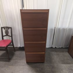 Tall Reddish-Brown Wood Five-Drawer Dresser
