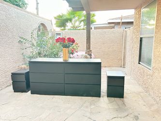 IKEA black dresser + nightstands set