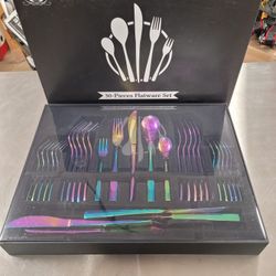 Vancasso Bunt Color 30-piece Flatware Set