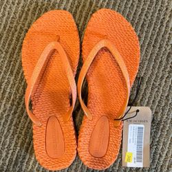 Ilse Jacobsen orange glitter flip flops size 8