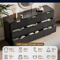 Modern Black Dresser with 9 Drawers