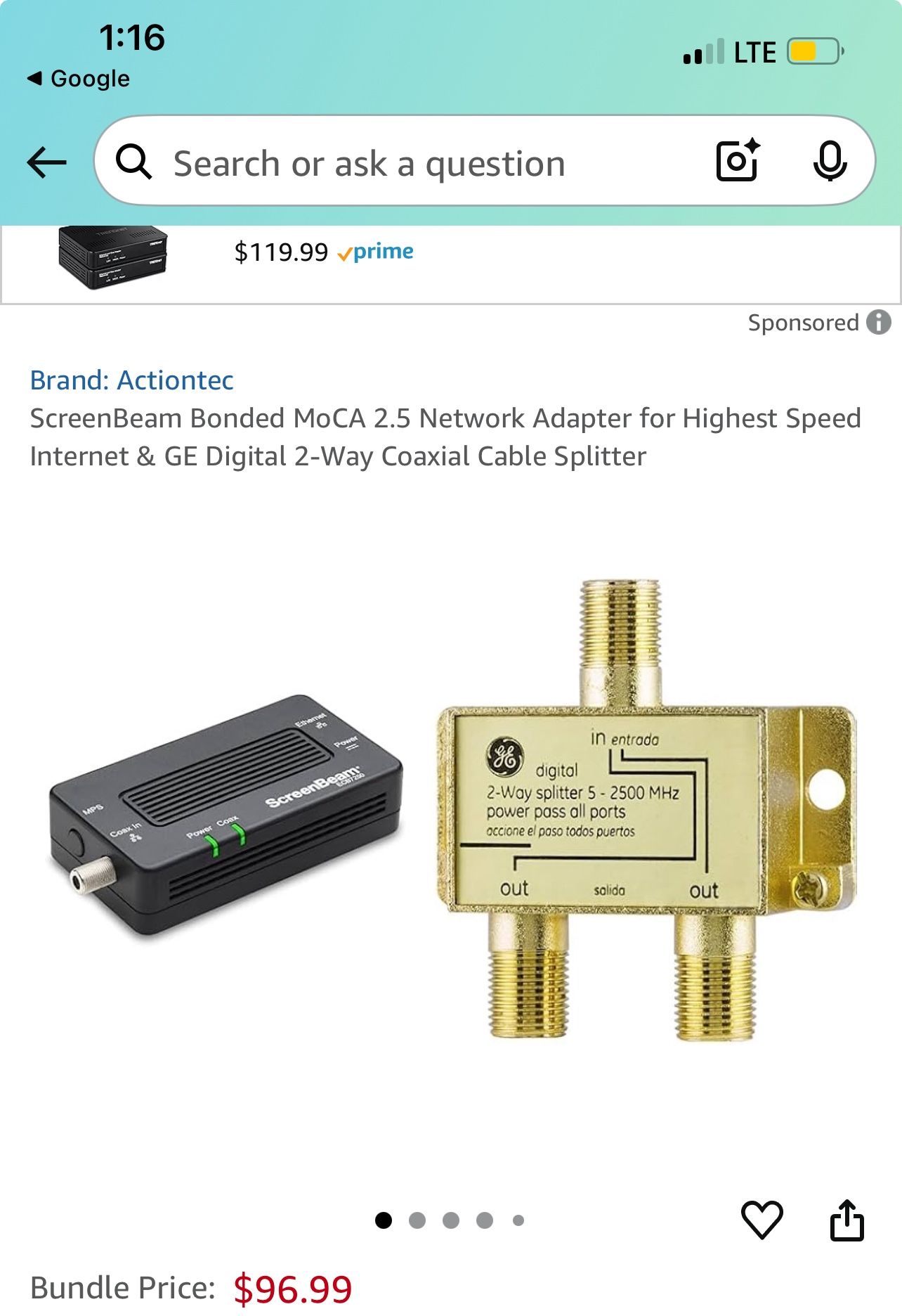 Digital 2-way Coax Splitter