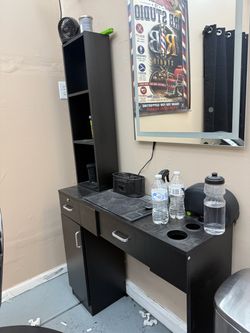 Barber station and vanity mirror