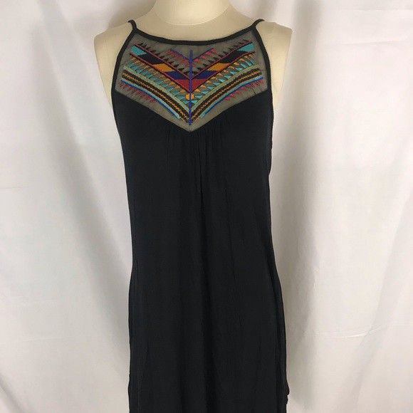 Southwestern Style Sundress with Mesh Embroidery - Size Medium