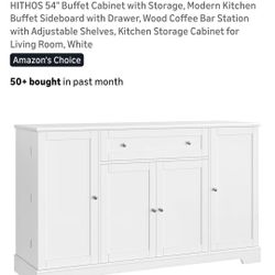 Hithos 54" Buffet Cabinet with Storage (BLACK NOT WHITE)