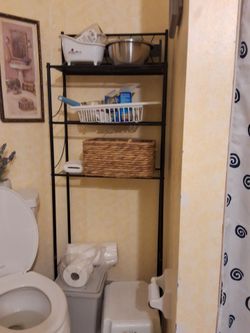 Black Metal Over-the-Toilet Storage Shelf