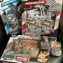 Pokemon Black Bolt and White Flare Binder Collection, Victini Illustration Collection, 2 Tins