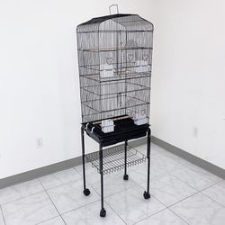 (NEW) $60 Small to Medium Bird Cage 60” Tall Parrot Parakeet Cockatiel Bird Cage 18x14x60” Rolling Stand 