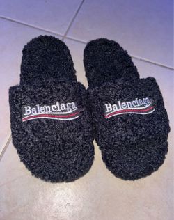 Balenciaga fur slides