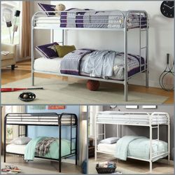 Twin/Twin Metal Bunk Bed W. Orthopedic Mattresses