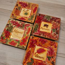 Fall Leaf Collage Plates Set with Box